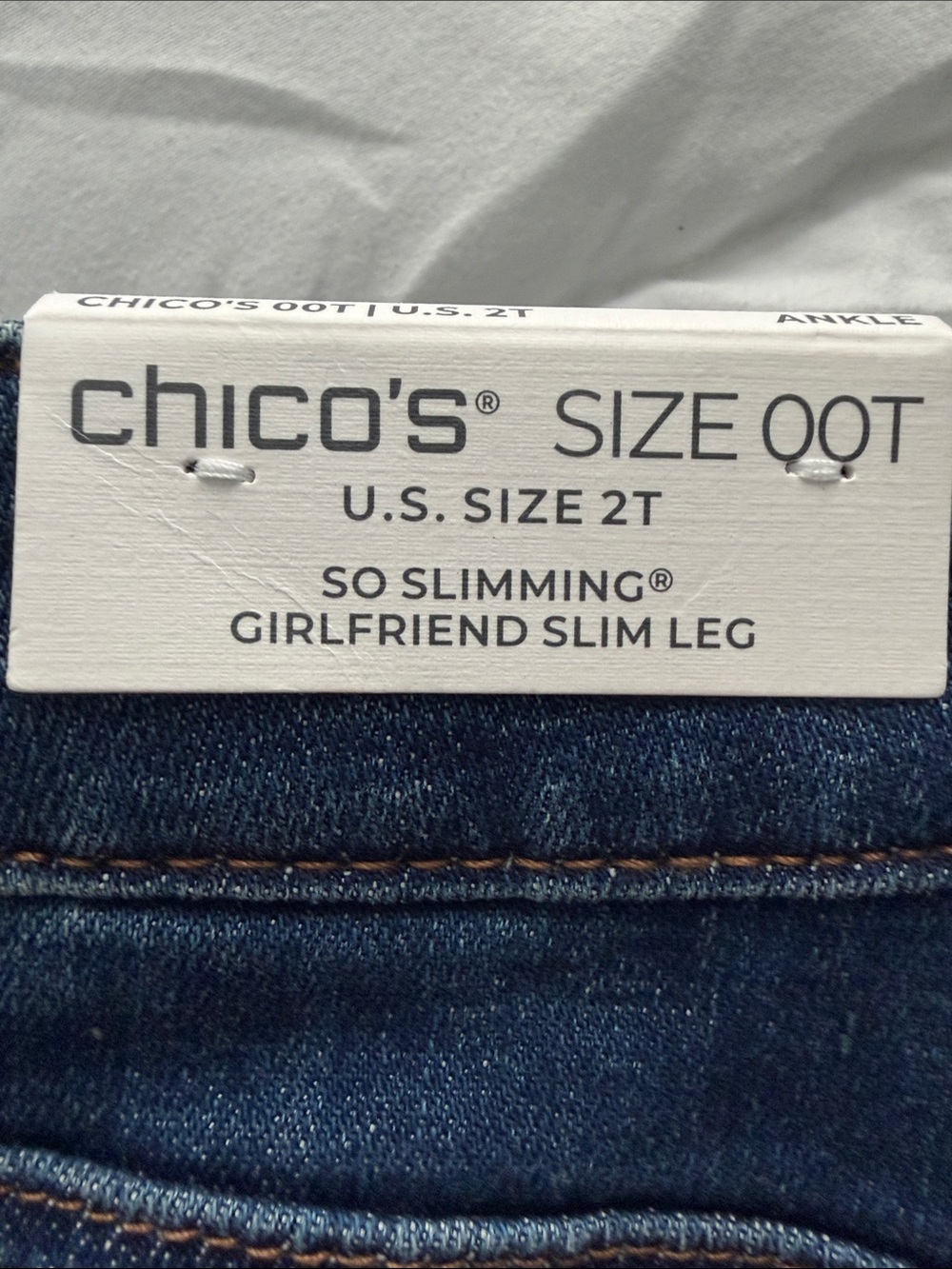 Chico's Blue Straight Leg Jeans with Sequin Hem - Picture 3 of 7